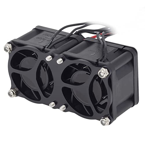 DKKY RC Motor Cooling Fan Heatsink 2Pcs DIY Kit for TRX4 ARRMA Axial 1/10 1/8 1/5 RC Model Car Upgrade Parts (Black) - style: Black