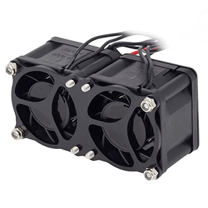 DKKY RC Motor Cooling Fan Heatsink 2Pcs DIY Kit for TRX4 ARRMA Axial 1/10 1/8 1/5 RC Model Car Upgrade Parts (Black) - style: Black