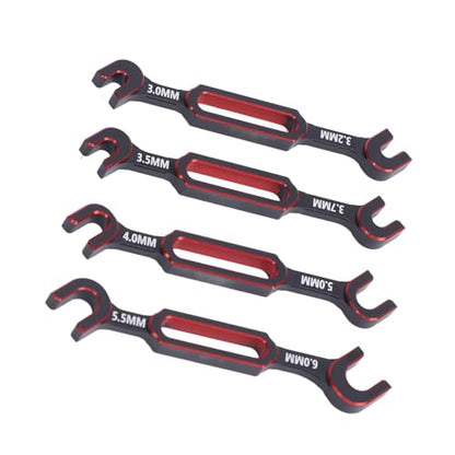 4PCS RC Wrench, Premium Aluminum Alloy Turnbuckle Nut Ball Joint Remover Tool, 3.0, 3.2, .5, .7, 4.0, 5.0, ., 6.0mm Sizes Tool for RC Car, Boat, Drone, Crawler, Truck DIY (Red) - color: Red