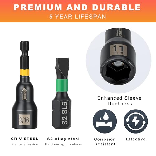 AEROFORCE 74 PCS Magnetic Nut Driver Set, Impact Drill Driver Bit 1/4" Hex Shank, SAE & Metric Cr-V Steel Power Nut Drivers with Wing Nut Driver, Impact Socket Adapters, screwdriver bits - size: 74PCS Magnetic Nut Driver Set