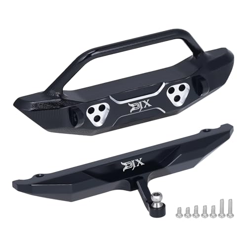 DJX Aluminum SCX30 Front & Rear Bumper w/Tow Hook for 1/30 Axial SCX30 Jeep Wrangler JLU Upgrades (Black)
