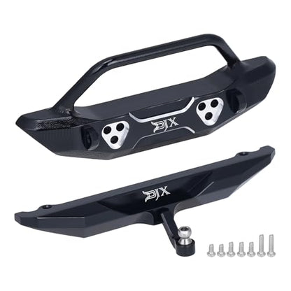DJX Aluminum SCX30 Front & Rear Bumper w/Tow Hook for 1/30 Axial SCX30 Jeep Wrangler JLU Upgrades (Black)