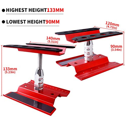 RC Car Work Stand Aluminum Repair Workstation 360 Degree Rotation Lift Lower w/Screw Tray Tools for 1/10 1/12 1/16 Scale Traxxas TRX4 Axial Arrma Redcat Losi RC Crawler Monster Truck Buggy (Red) - color: Red