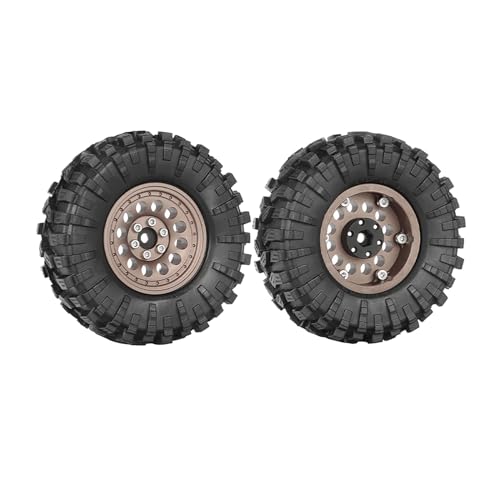 4PCS 1.3" Aluminum Alloy Beadlock Wheel Rims All-Terrain Tyre 70mm Rubber Tires Set with 5mm & 7mm Hex for 1/12 1/14 1/18 1/24 RC Rock Crawler Car Upgrade Parts (A-Brown) - color: A-brown
