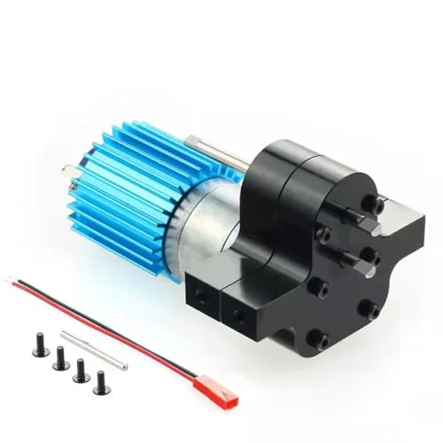CNC Metal Transfer Gearbox & 370 Motor Set, High Torque Transmission Upgrade for WPL C14 C24 B14 B36, MN D90 MN99S, Q60 1/16 RC Truck (Black) - color: Black