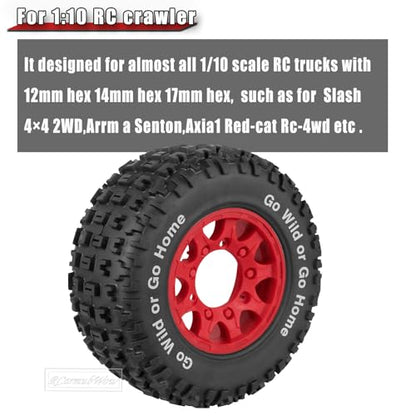 RC Wheels and Tires w/12mm 14mm 17mm Hex Short Course Tire for 1/10 Scale Car Arrm a Senton,Axia1,Slash 2WD Slash 4×4 4WD,Red cat,Rc 4wd,1/10 Truck Tires Rubber Tyres Plastic Wheel,Red - color: Red(4pcs)