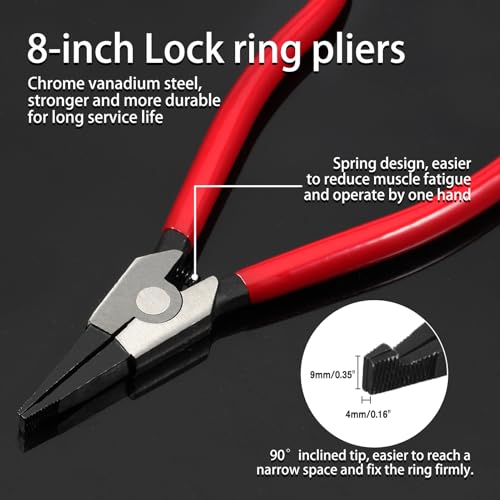 8-Inch Circlip Pliers - Special Reverse Angle Tip Ring Opening Spreader Pliers for Transmission Transfer Cases - size: 8" Ultra Light
