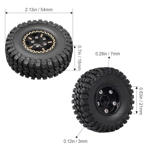HobbyPark Brass 1.0 Beadlock Wheels and Tires for TRX4M Upgrades Axial SCX24 1/24 RC Crawler Replacement Parts, Set of 4 (Type D) - style: Type D