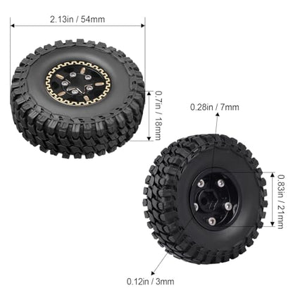 HobbyPark Brass 1.0 Beadlock Wheels and Tires for TRX4M Upgrades Axial SCX24 1/24 RC Crawler Replacement Parts, Set of 4 (Type D) - style: Type D