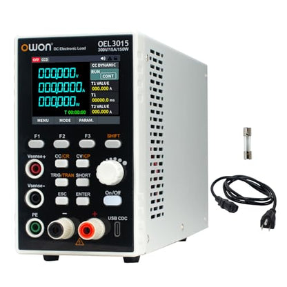 OWON Programmable DC Electronic Load OEL3015, DC 300V 15A Maximum 150W, USB/RS232, CV CC CR CP 4 Operation Modes, 5kHz Dynamic, Lab Bench Power Tester with 2.8” TFT Color LCD Display - size: OWON-OEL3015