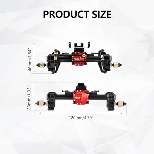 SCX24 Portal Axles Differential +10 MM Extended Axles | High Clearance Axles with Diff Locker for Axial AX24 SCX24 Upgrade Parts 1/24 RC Crawler