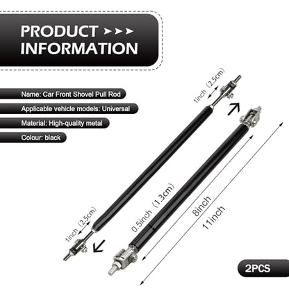 2 PCS Front Bumper Lip Strut Rod, Adjustable 7.87"-10.83" Stainless Steel Bumper Lip Splitter Diffuser Strut Rod, Automotive Reinforcement Tie Bar, Universal for Most Cars (Black) - color: Black