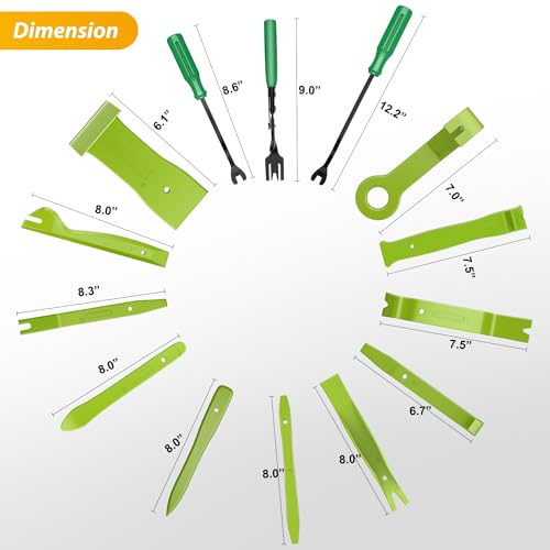 GOOACC 102Pcs Trim Removal Tool, Auto Push Pin Nylon Bumper Retainer Clip Set Fastener Terminal Remover Tool Round Handle Crowbar Kit Car/Radio Panel, Green - color: 102Pcs Clips+ Remover Green, size: Clips+Remover