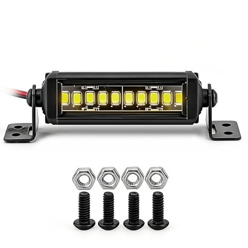 STMU Aluminum 10-LED RC Light Bar 2.16 Inch Roof Light Kit for 1/10 & 1/18 Scale RC Crawler Accessories Compatible with Axial SCX10 Traxxas TRX4 TRX4M Arrma Senton Redcat GEN7