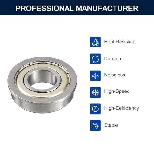 FR8ZZ Flanged Ball Bearing, ID 1/2 x OD 1-1/8" x Width 5/16" Miniature Bearings, Double Metal Shielded Deep Groove Bearings, Pre-Lubricated (GCr15) Chrome Steel 10pcs - size: FR8ZZ 1/2"x1-1/8"x5/16"