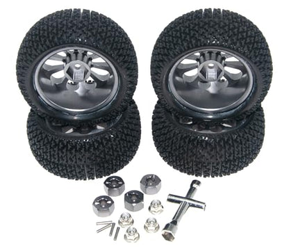 Wheel Rim Tire Compatible with 1/14 1/16 MJX Hyper Go Wltoys Upgrade 16207 16208 14210 Rc Car Aluminum Alloy 12mm Hex Adapter Part(Titanium) - color: Titanium