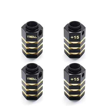 Treal Brass Extended Wheel Hubs Hex Pins Blackening 4pcs-Set Compatible with TRX-4 RC Car +15mm