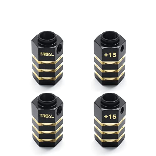Treal Brass Extended Wheel Hubs Hex Pins Blackening 4pcs-Set Compatible with TRX-4 RC Car +15mm