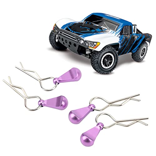 4Pcs RC Car Body Clips with Pull Tabs, Stainless Steel Universal Car Clips for 1 8 1 10 Remote Control Car Upgrade Parts (Purple) - color: Purple
