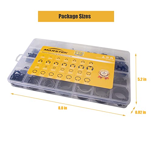 770Pcs C Clips Assortment Set (4mm-26mm) and E Clips Assortment Kit (1.5mm-15mm), External Retaining Rings, 28 Sizes Snap Rings Assortment Kit, Black Carbon Steel Circlip Retaining Rings - size: 770PCS
