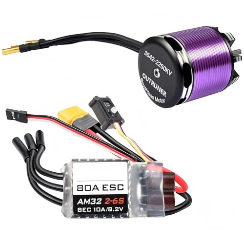 3542 Outrunner Brushless Motor with 80A AM32 ESC, 1630KV/2250KV Options, Compatible with 1/10 and 1/12 RC Crawler Cars (ESC) - color: ESC