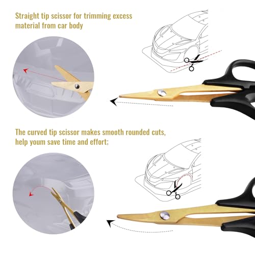 RC Body Reamer 0-14mm Hole Puncher Curved & Straight Scissors RC Car Tools Lexan Body Mounting Combo Set (3-Pack)