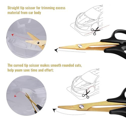 RC Body Reamer 0-14mm Hole Puncher Curved & Straight Scissors RC Car Tools Lexan Body Mounting Combo Set (3-Pack)