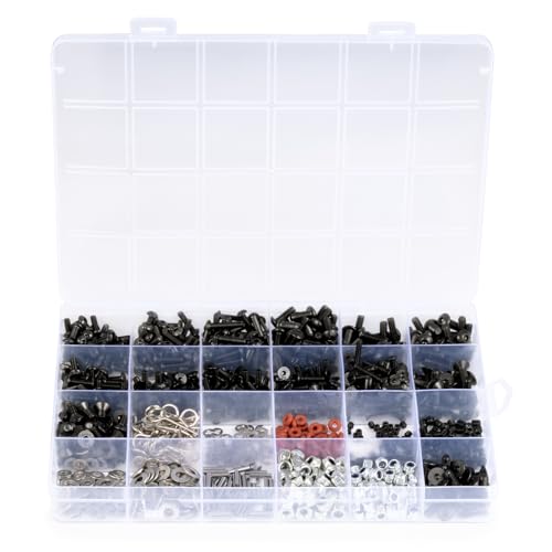 1000pcs Universal RC Screw Kit Screws Assortment Set 304 Stainless Steel Hardware Fasteners for SCX10 TRX4 All Series RC Cars Trucks Crawler, RC Screw Kit, Car Body Clips Pins