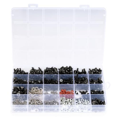 1000pcs Universal RC Screw Kit Screws Assortment Set 304 Stainless Steel Hardware Fasteners for SCX10 TRX4 All Series RC Cars Trucks Crawler, RC Screw Kit, Car Body Clips Pins