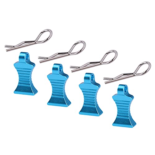 AIMROCK RC Body Clips R Pins 30-Degree Angle RC Clips with Pull Tabs for 1/10 1/12 Traxxas Arrma Axial Losi HPI RC Car Crawler Truck Buggy (Blue) - color: Blue