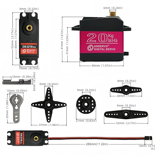 20KG DS3218 Digital Servo 270 Degree Waterproof Full Metal Gear with 25T Servo Arm for 1/8 1/10 RC Car Mechanical Arm Fittings Boat - style: 20kg（270°）