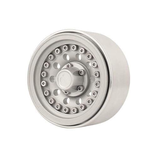 1/10 RC Crawler 4Pcs 1.9 Inch Beadlock Wheel Hub Rim Rims Aluminum Alloy for TRX4 TRX6 Axial SCX10 III AXI03007 GRT EX86190 RedCat,Five Hole nut (Silver) - color: Silver