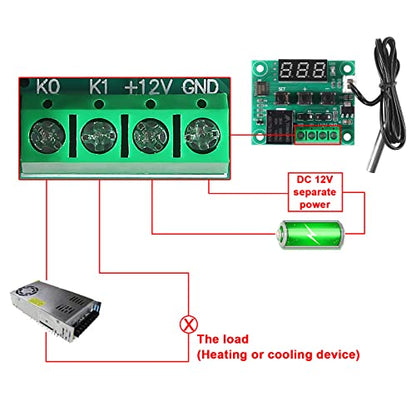 2PCS W1209 Temperature Controller Module,LED Display Digital Thermostat Module with Case DC 12V Digital Electronic Temperature Temp Control Module Switch with Waterproof NTC Probe -50~110℃(Red) - style: 2PCS x Red