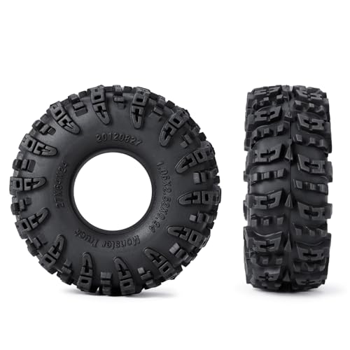 4Pcs Rubber 1.1" Crawler Mud Terrain Tires Super Grip Soft Tyre OD 64mm RC Mud Tyres Tires with Foam Inserts Compatible with 1/18 Traxxa TRX4M Redcat Ascent-18 RC Car Upgrades (Black A) - color: Black a