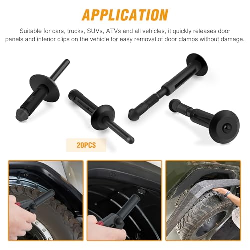 GOOACC 121Pcs Automotive Bumper Retainer Clips with Fastener Remover Compatible with Jeep Wrangler Chrysler Dodge Ram Nylon Rivets 6506007AA 6502625 6503598 - color: 120Pcs Clips + Remover