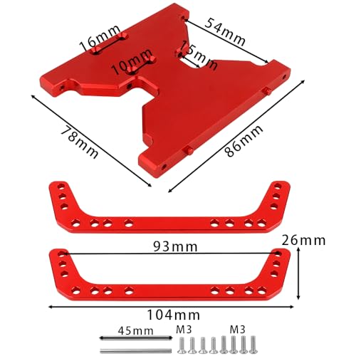 Aluminum Chassis Armors Anti-Collision Protection Skid Plate for 1/10 RC Crawler Axial Capra 1.9 Unlimited Trail Buggy UTB Currie F9 AXI03004 Metal Upgrade Parts -54163 (red) - color: Red