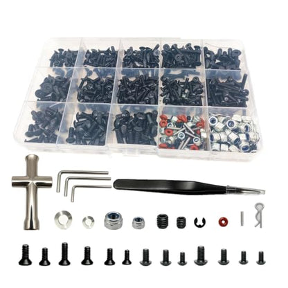 565pcs Universal RC Screw Kit Screws Assortment Set, Hardware Fasteners for Traxxas Redcat Arrma Axial RC4WD HSP HPI SCX10 Losi 1/8 1/10 1/12 1/16 Scale RC Crawler Cars Trucks