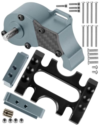 RC LCG Transmission Gearboxes Upgrades Part for 1/10 SCX10 SCX10 II 90046 90047 RC Crawler Car,Aluminum Alloy Gearbox Transmission Hop Ups,Titanium - color: Titanium - (Upgrades)