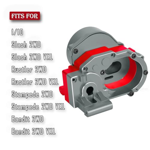 Aluminum Transmission Gearbox w/Gear Upgrades Part for 1/10 Slash 2WD (VXL),Rustler 2WD (VXL),Stampede 2WD (VXL),Bandit 2WD (VXL),Titanium - color: Titanium - (Upgrades)