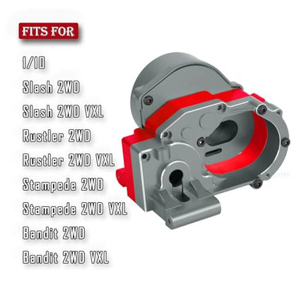 Aluminum Transmission Gearbox w/Gear Upgrades Part for 1/10 Slash 2WD (VXL),Rustler 2WD (VXL),Stampede 2WD (VXL),Bandit 2WD (VXL),Titanium - color: Titanium - (Upgrades)