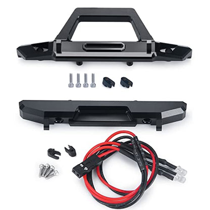RC-Hub Metal Front & Rear Bumper Set with LED Lights for 1/24 Axial Scx24 AXI00002 Deadbolt RC Crawler Car