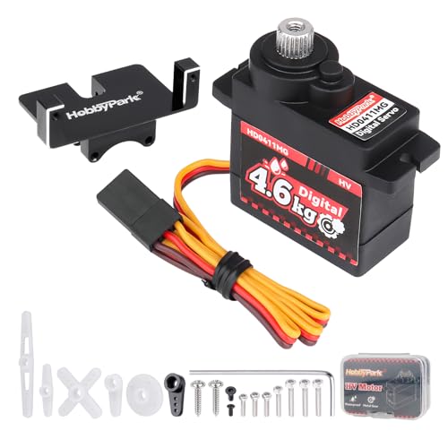 HobbyPark Waterproof RC Servo Steering Servo Metal Gear with Servo Mount Bracket and Arm for Axial SCX24 Upgrades Parts Gladiator Bronco C10 JLU Deadbolt B17 Digital Micro Servo 4.6kg High Torque