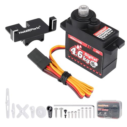 HobbyPark Waterproof RC Servo Steering Servo Metal Gear with Servo Mount Bracket and Arm for Axial SCX24 Upgrades Parts Gladiator Bronco C10 JLU Deadbolt B17 Digital Micro Servo 4.6kg High Torque