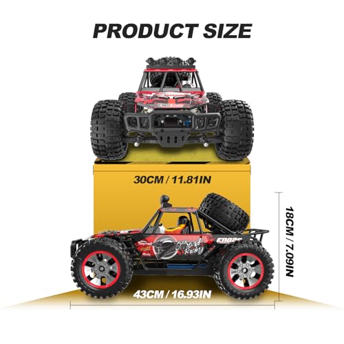 1/10 Scale Fast RC Cars, 48KM/H 4WD Off-Road High Speed Remote Control Trucks for Adults and Kids Boys, All Terrain Truck Toys Gifts Yellow - style: 9203E-YELLOW