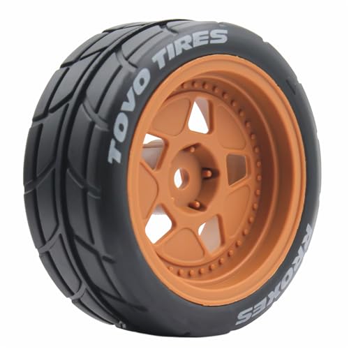 65mm 4PCS 1/10 RC On-Road tires and Hard Plastic wheels set Hex 12mm For WRC Drift Car Conversion 1/10 RC On-Road Car Traxxas Tamiya FW06 TT02 HPI HSP 94122 Kyosho%T068 (Brown) - color: Brown