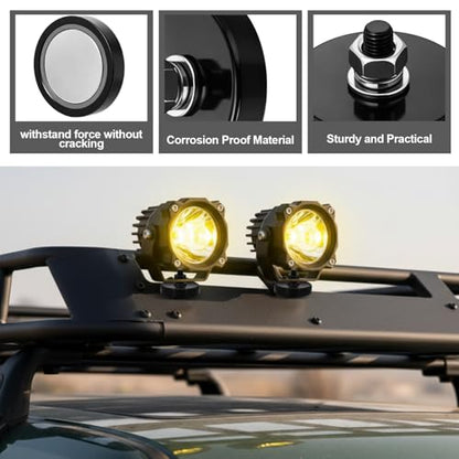 Flutesan 4 Pieces Heavy Duty Round Mounting Magnet with Bolt 1.42in-120lb-m6 Black with Male Thread Stud Strong Earth Magnet Super Powerful for Lighting Camera Brackets License Plate - color: Black, size: 1.42in-90lb-M6