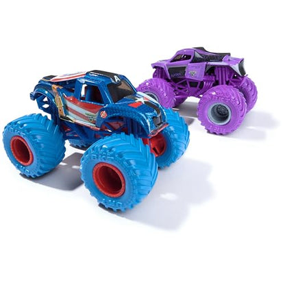 Monster Jam, Marvel Official Captain America Vs. Black Panther Die-Cast Monster Trucks, 1:64 Scale, Kids Toys for Boys and Girls Ages 3 and up - color: Captain America Vs Black Panther