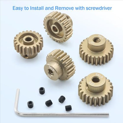 Surpass Hobby M0.6 Pinion Gear 3.175mm 21T 22T 23T 24T 25T Motor Gears for 1/10 RC Car Brushed Brushless Motor Parts - size: 21T 22T 23T 24T 25T