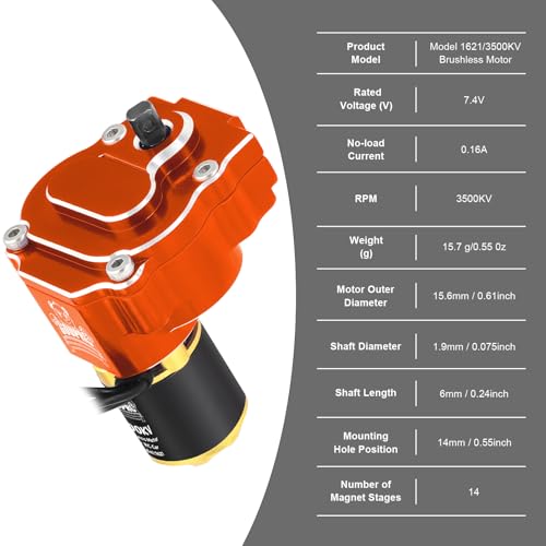 GOUPRC 1621 3500KV Brushless Outrunner Motor with Transmission & Upgarde 30A Brushless Esc for Redcat Ascent 18 1/18 RC Crawler Upgrade