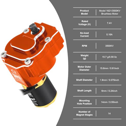 GOUPRC 1621 3500KV Brushless Outrunner Motor with Transmission & Upgarde 30A Brushless Esc for Redcat Ascent 18 1/18 RC Crawler Upgrade